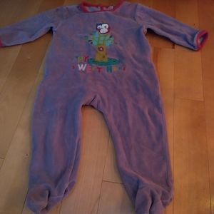 12m DPAM onepiece lilac and pink pyjama owl in a tree grenouillere French